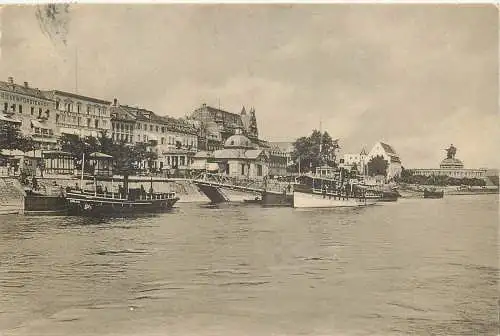 Ansichtskarte Koblenz von der Schiffsbrücke gesehen, versandt