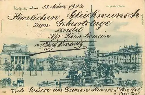 AK - Leipzig Augustusplatz versandt 1902