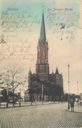 Lithographie Aachen St. Josephs-Kirche, versandt