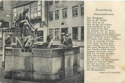 Ansichtskarte Braunschweig Eulenspiegelbrunnen versandt 1927