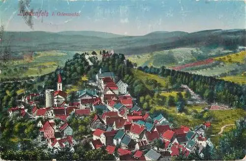 Ansichtskarte Lindenfels Odenwald Panorama versandt 1937