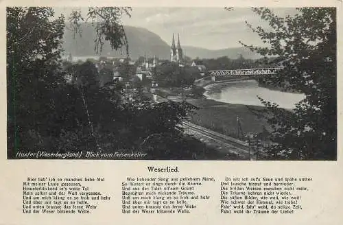 Ansichtskarte Weserlied Höxter (Weserbergland) Blick vom Felsenkeller
