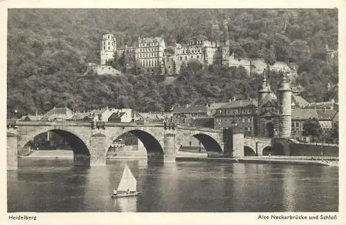Ansichtskarte Heidelberg Neckarbrücke und Schloß nicht versandt