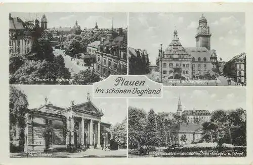 Ansichtskarte Plauen Vogtland Rathaus Markt Theater  und Schloss nicht versandt