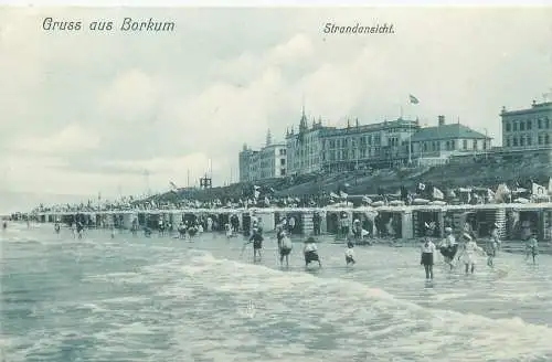 Ansichtskarte Gruss Borkum Strandansicht nicht versandt