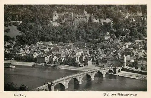 Ansichtskarte Heidelberg Brücke Blick vom Philosophenweg