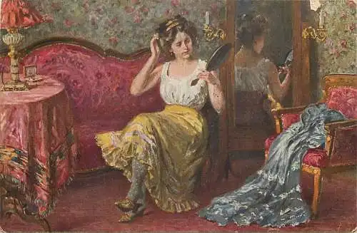 AK - Künstlerkarte R. Völcker Im Boudoir versandt 1918