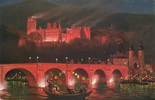 Ansichtskarte Künstlerkarte Heidelberg bei Nacht nicht versandt