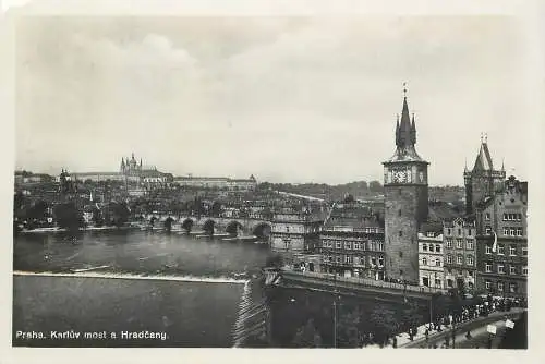 Ansichtskarte Prag Karlsbrücke versandt 1938