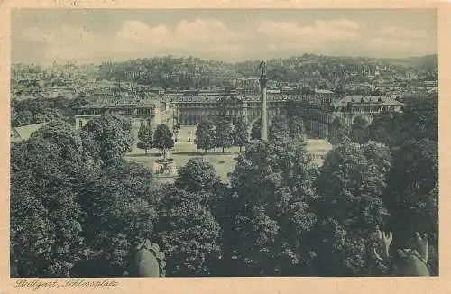 Ansichtskarte Stuttgart Schlossplatz versandt 1929