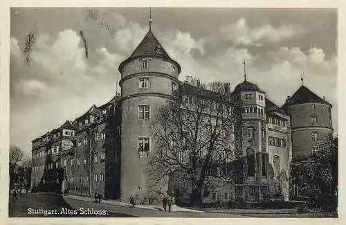 Ansichtskarte Stuttgart Schloss versandt 1938