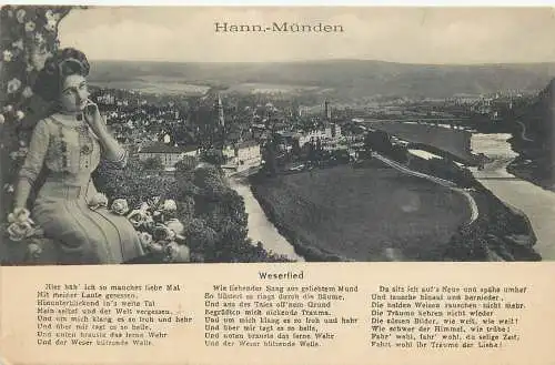 Ansichtskarte Hannoversch Münden Weserlied versandt 1928