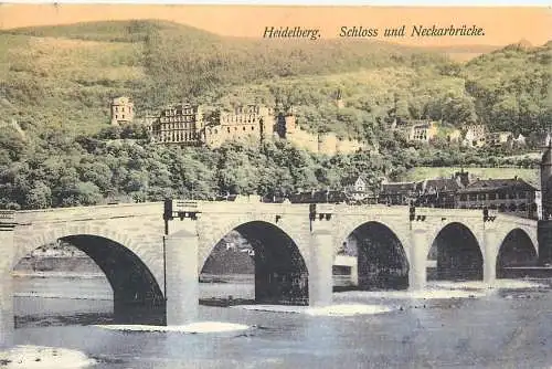 Ansichtskarte Heidelberg Schloss und Neckarbrücke versandt