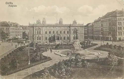 Ansichtskarte Görlitz Postplatz Feldpost versandt 1918