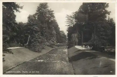 Ansichtskarte Baden-Baden Partie an der Oos versandt 1936