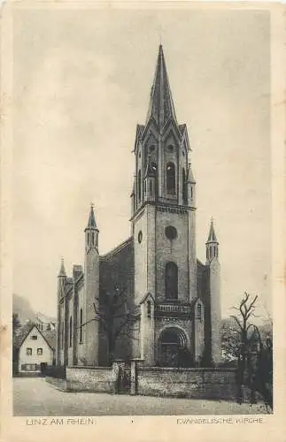 AK -Linz am Rhein Evangelische Kirche versandt 1918