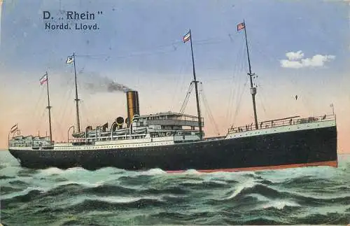 AK - Dampfschiff Rhein Norddeutscher Lloyd versandt 1914