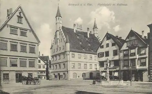 AK - Biberach a. d. Riss Marktplatz m. Rathaus versandt 1912