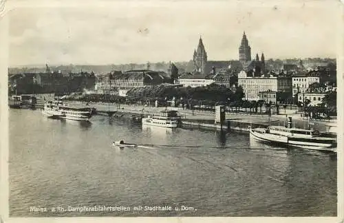 AK - Mainz am Rhein Dampferabfahrtstellen Stadthalle und Dom