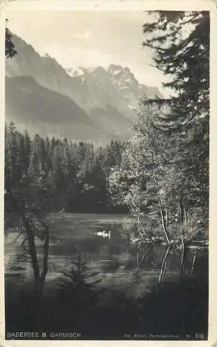 AK - Badersee bei Garmisch mit Zugspitze versandt 1936