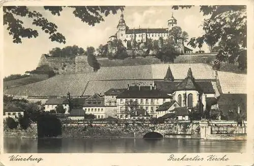 AK - Würzburg Burkartus Kirche versandt 1936