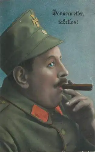 AK - Portät Landsturm-Soldat raucht eine Zigarre nicht versandt
