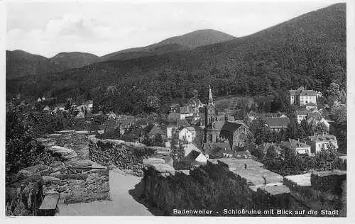 AK - Badenweiler Schloßruine mit Blick auf die Stadt nicht versandt