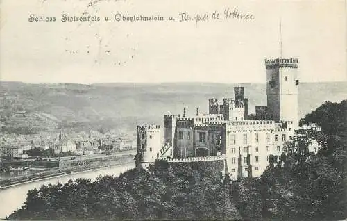AK - Schloss Stolzenfels und Oberlahnstein am Rhein 1908