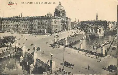 AK - Berlin Kgl. Schloss und Schloss Brücke Werbung Absolut Uhren