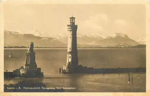AK - Lindau i. B. Hafenausfahrt, Seesaplana, Drei Schwestern 1932