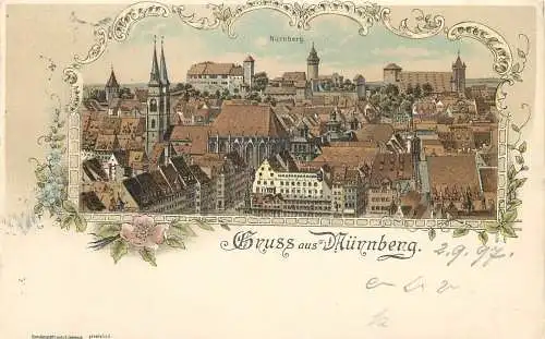 AK - Gruss aus Nürnberg Panorama versandt 1897
