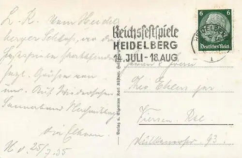 AK - Heidelberg Der Schloßhof versandt 1935 Stempel Reichsfestspiele