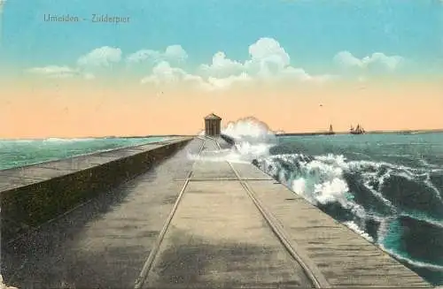 AK - Ijmuiden Nordholland Niederlande, Zuidpier versandt 1913