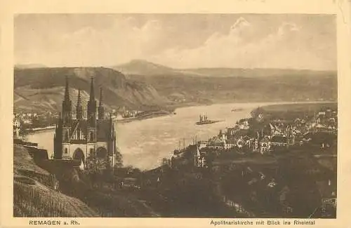 AK - Remagen am Rhein Apollinariskirche mit Blick ins Rheintal