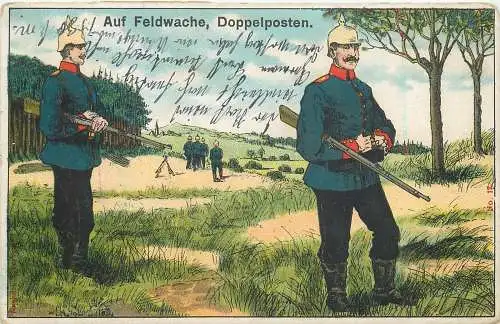AK - Auf Feldwache, Doppelposten verandt 1912 Magdeburg