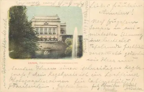 AK - Leipzig Theaterterasse ( Schwanenteich ) versandt 1899