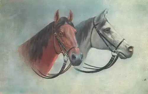 AK - Künstlerkarte zwei Pferde versandt Feldpost 1916