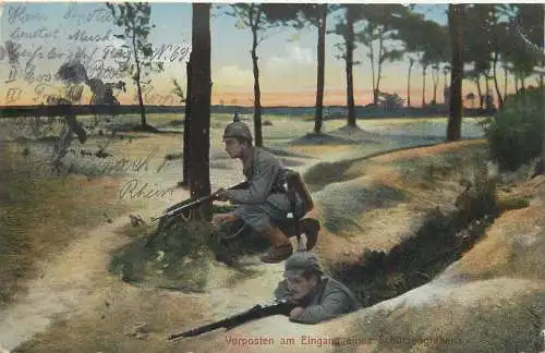 AK - Das deutsche Heer Vorposten am Eingang eines Schützengraben