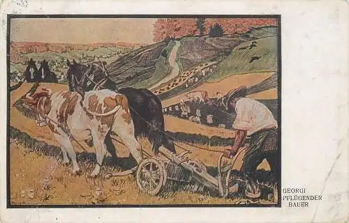 AK - Georgi Pflügender Bauer versandt 1918