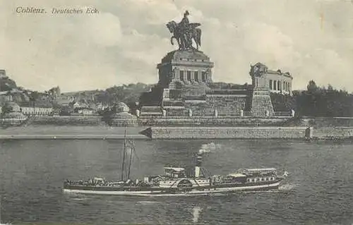 AK - Koblenz Deutsches Eck mit Denkmal Feldpost versandt 1916