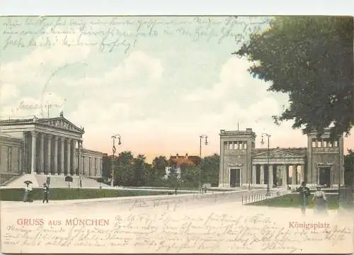 AK - Gruss aus München Königsplatz versandt 1903