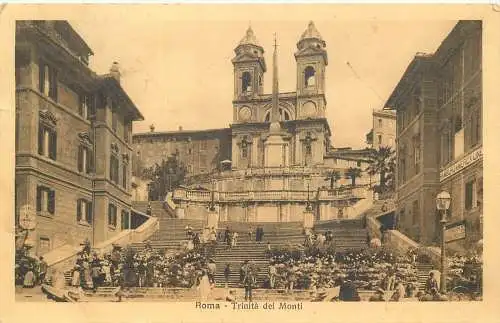 AK - Rom Trinità dei Monti versandt 1913