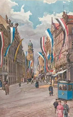 AK - Bayerns Hauptstadt im Flaggenschmuck Feldpost versandt 1916