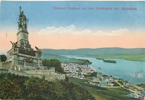 AK - National Denkmal auf dem Niederwald und Rüdesheim