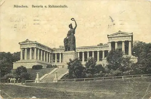 AK - München Bavaria und Ruhmeshalle versandt 1913