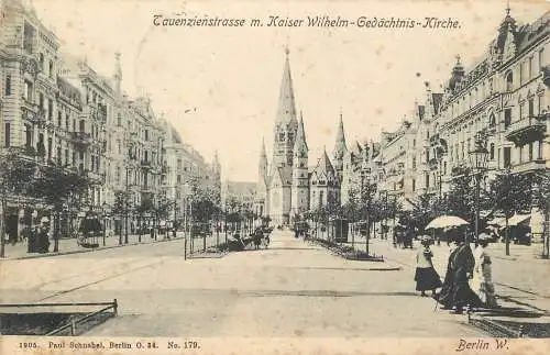 AK - Berlin Tauenzienstrasse mit Kaiser Wilhelm-Gedächtnis-Kirche versandt 1906
