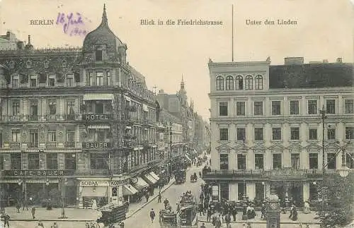 AK - Berlin Blick in die Friedrichstrasse Unter den Linden versandt