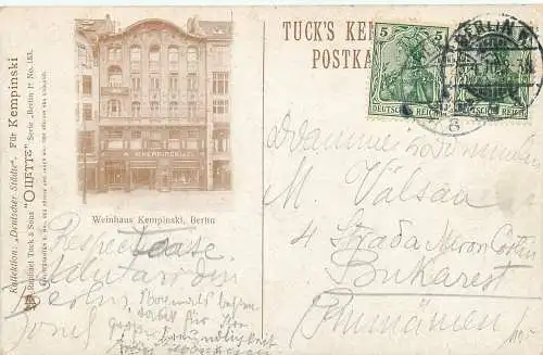 AK - Gruss aus dem Weinstuben Kempinski Berlin versandt 1910