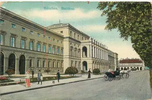 AK - München Residenz mit Kutsche Feldpost versandt 1914