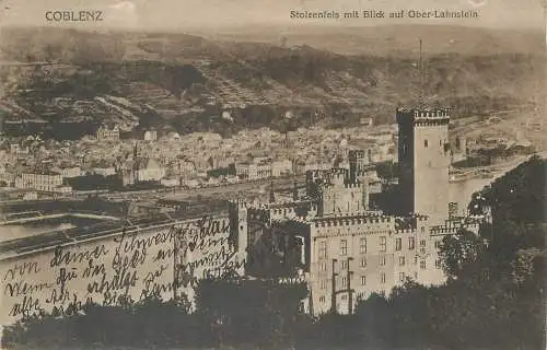 AK - Koblenz Stolzenfels mit Blick auf Ober-Lahnstein Feldpost 1919